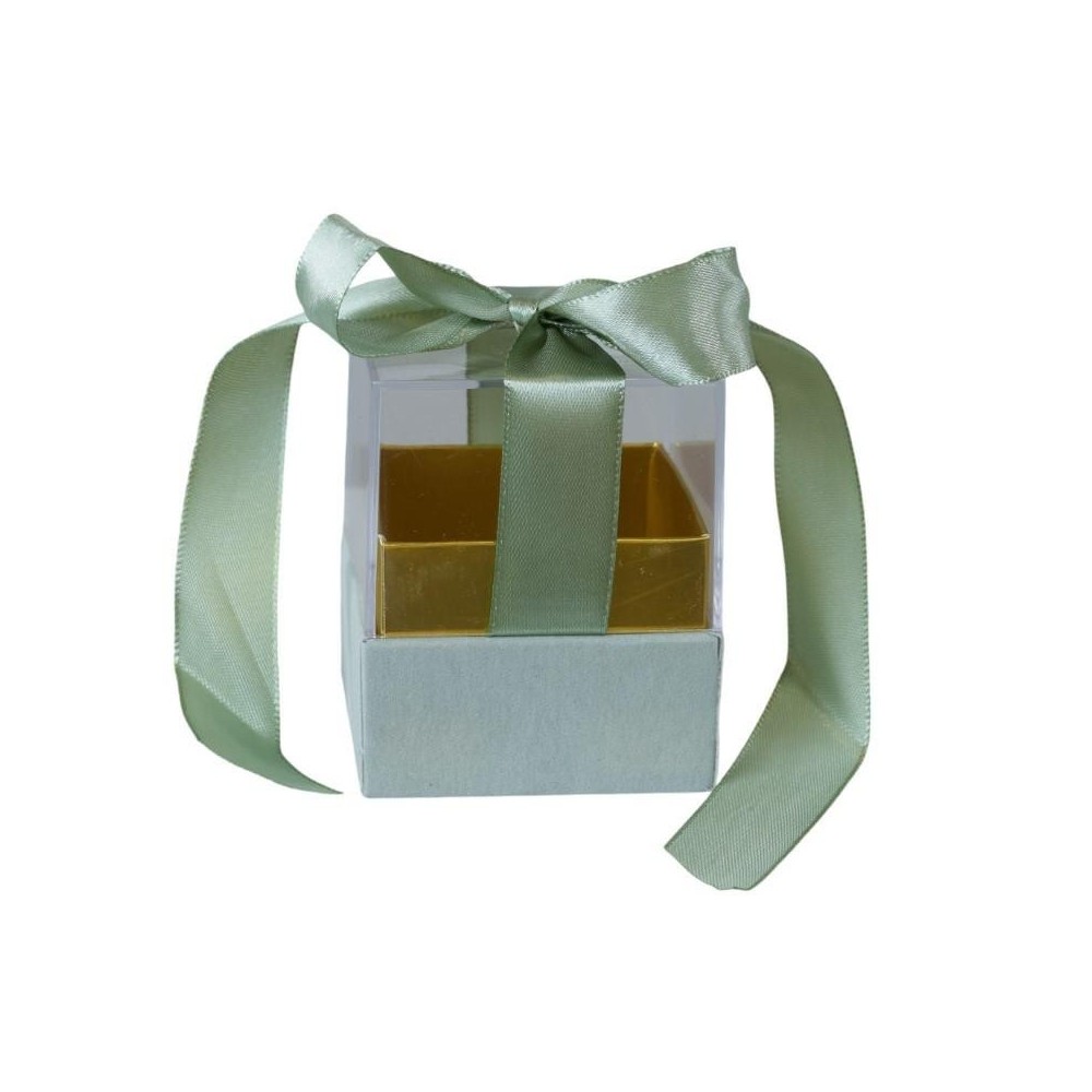 SCATOLA PLEX 6X6X6CM FIOCCO VERDE